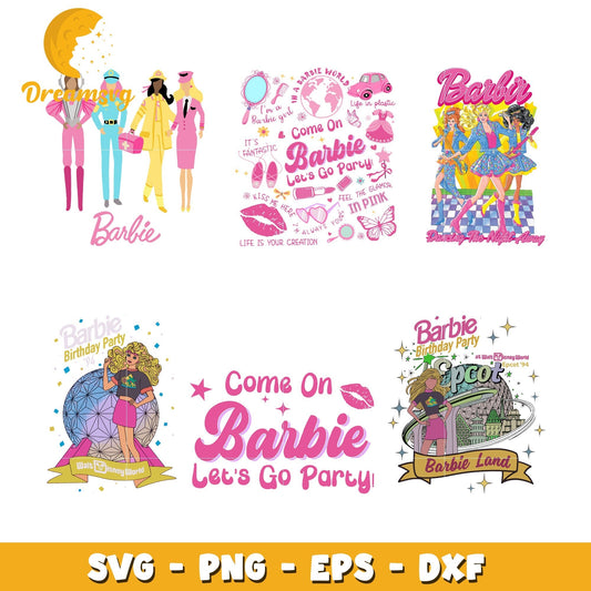 Barbie birthday logo design svg, happy birthday barbie svg