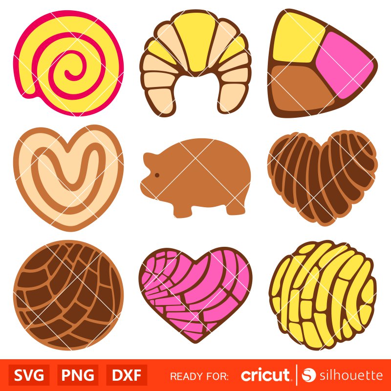 Concha Bundle Svg, Mexican Sweet Bread Svg, Pan Dulce Svg, Cafecito Y Chisme Svg, Cricut, Silhouette Vector Cut File