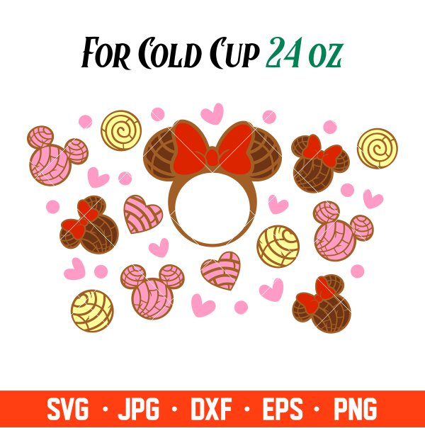 Concha Mickey &amp; Minnie Mouse Full Wrap Svg, Starbucks Svg, Coffee Ring Svg, Cold Cup Svg, Cricut, Silhouette Vector Cut File