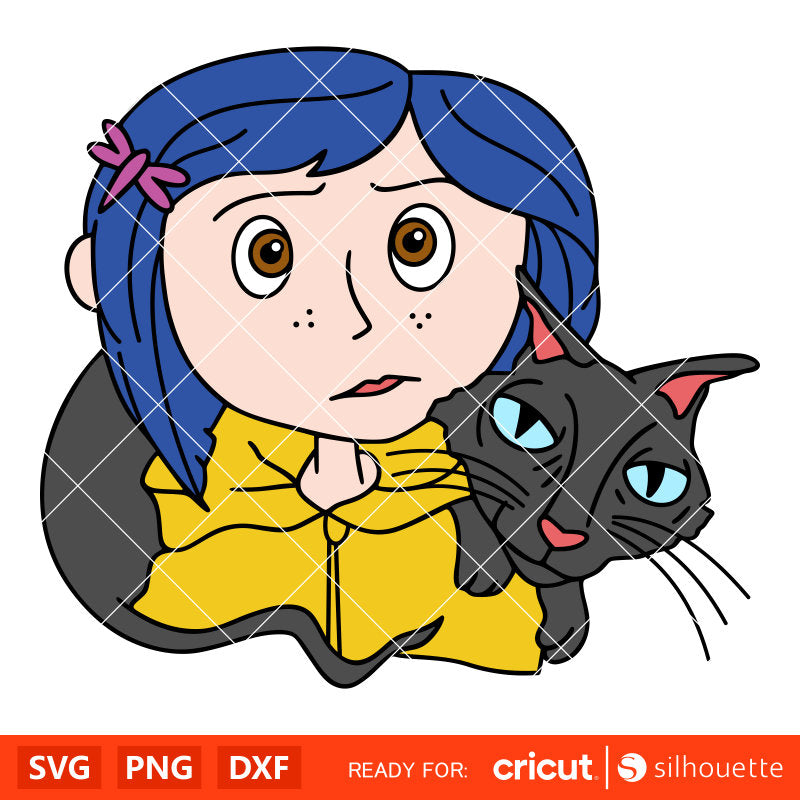 Coraline and Cat Svg, Coraline Button Eyes Svg, Halloween Svg, Horror