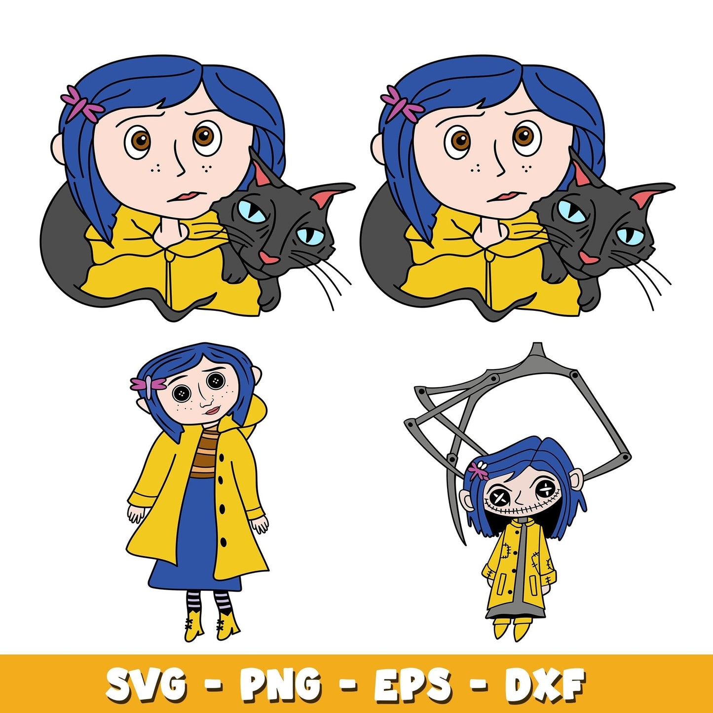 Coraline special halloween cartoon svg, Neil gaiman Coraline bundle svg, Cartoon svg