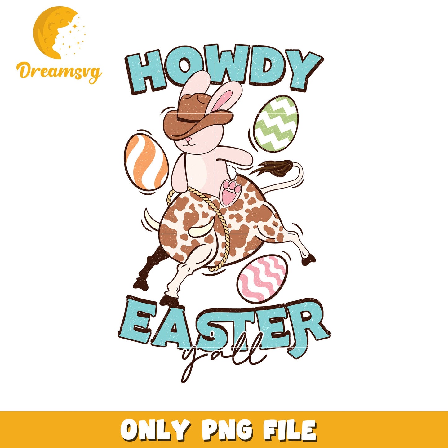 Cowboy Bunny Howdy Easter PNG Cute Holiday Design