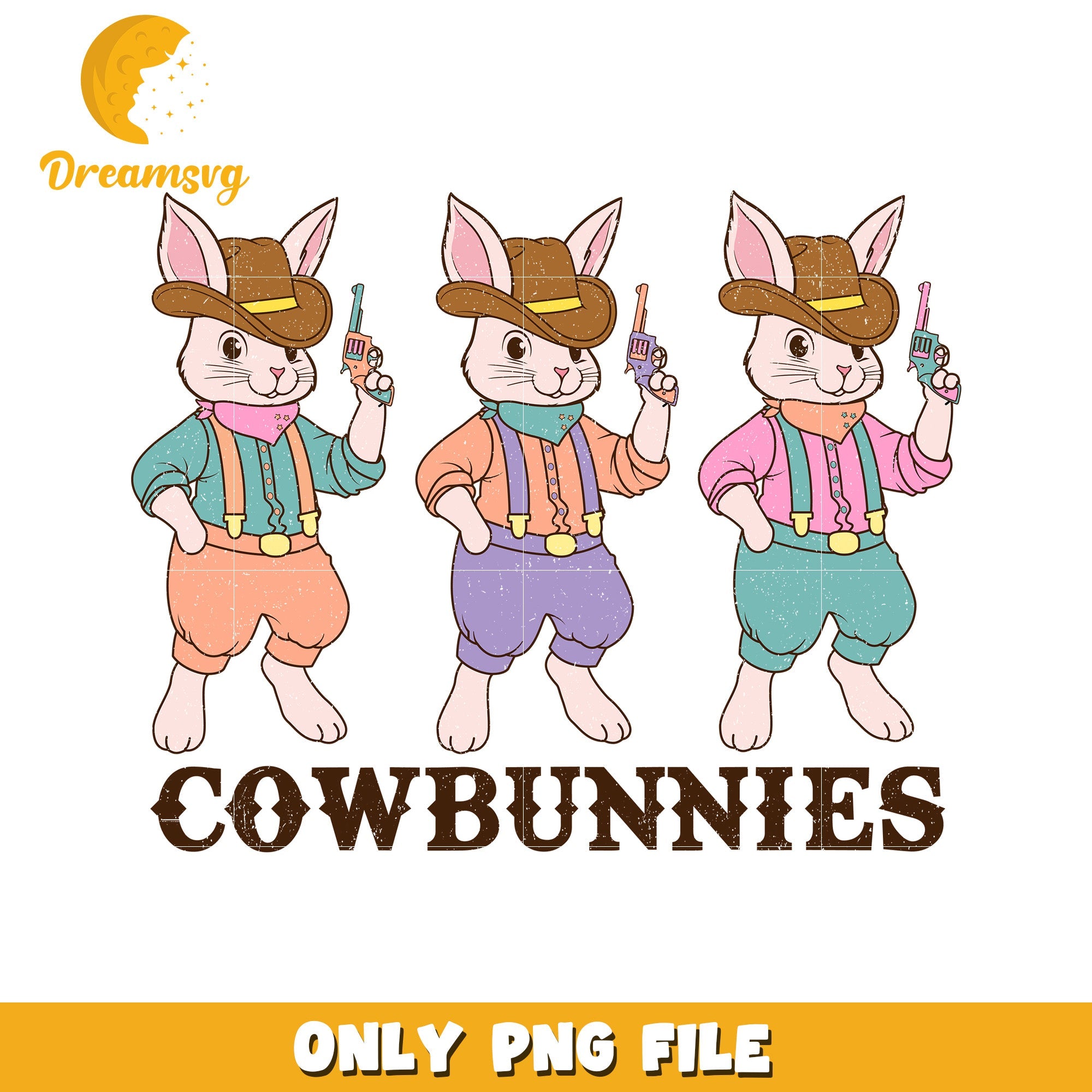 Cowbunnies PNG Cute Western Rabbit Design