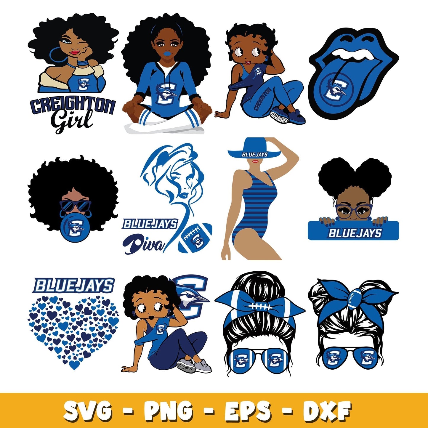 Creighton Bluejays girl Bundle svg, Creighton Bluejays logo svg, ncaa svg