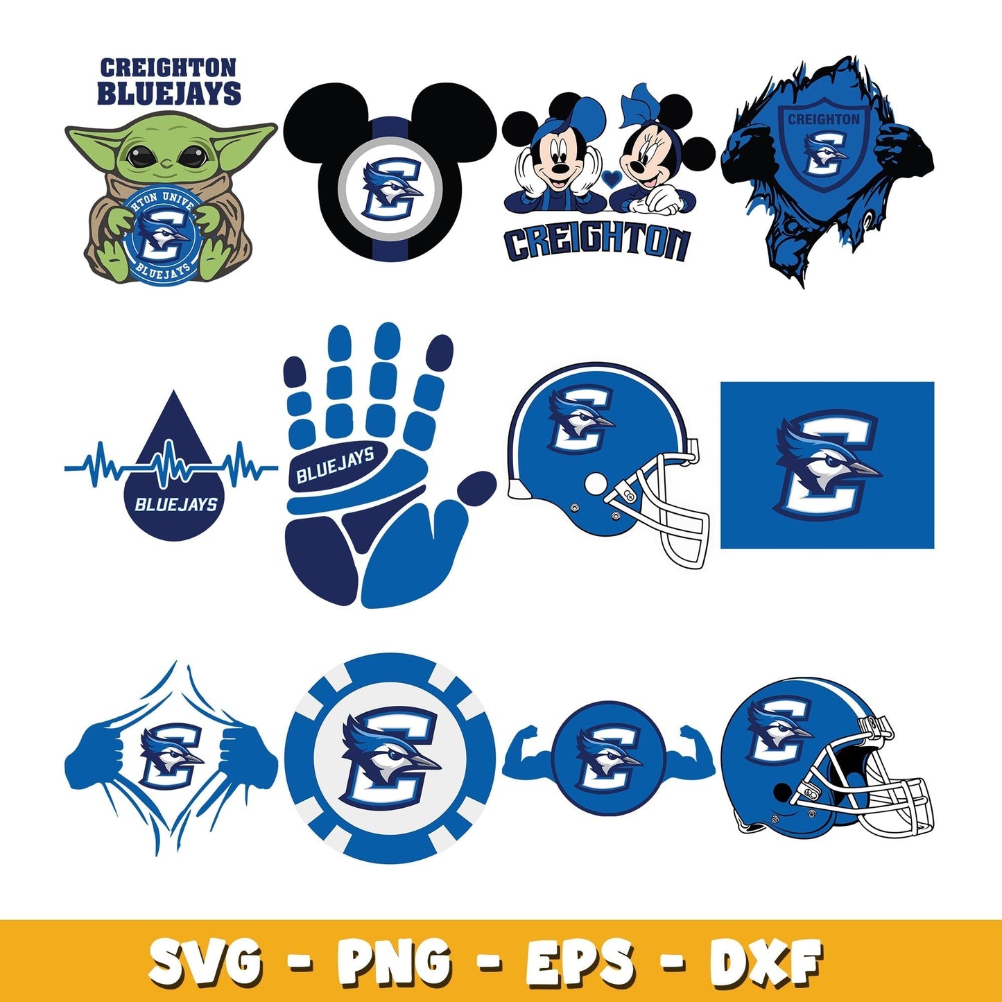 Creighton Bluejays football design Bundle svg, Creighton Bluejays logo svg, ncaa svg