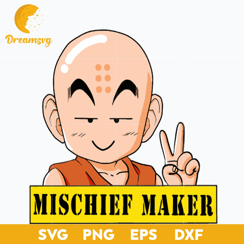 Crilin Mischief Maker Svg, Crilin Dragon Ball Svg, Crilin Svg, Crilin Anime, file for cricut, Anime svg, png, eps, dxf digital download