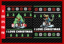 Crocodile Animals Riding Bicycle Funny Design, I Love Christmas T-Shirt Design Eps, Ai, Png, Svg and Pdf Printable Files