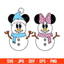 Cute Christmas Mickey &amp; Minnie Snowmen Svg, Christmas Svg, Disney Christmas Svg, Cricut, Silhouette Vector Cut File