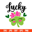 Cute Lucky Clover Svg, St. Patrick’s Day Svg, Lucky Svg, Irish Svg, Clover Svg, Cricut, Silhouette Vector Cut File