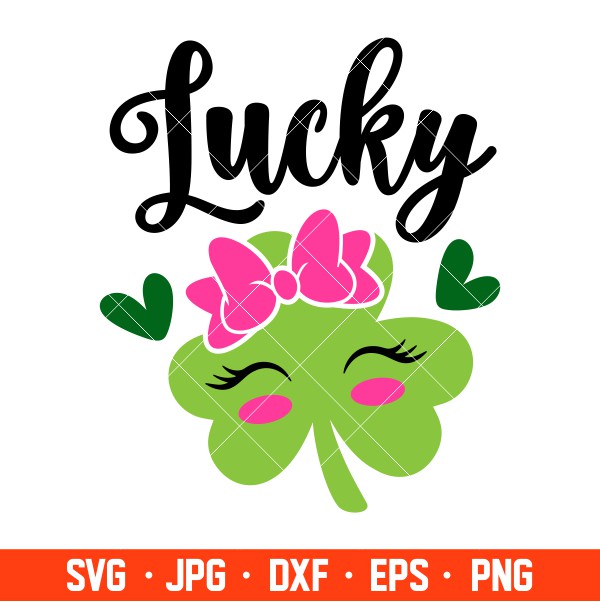 Cute Lucky Clover Svg, St. Patrick’s Day Svg, Lucky Svg, Irish Svg, Clover Svg, Cricut, Silhouette Vector Cut File