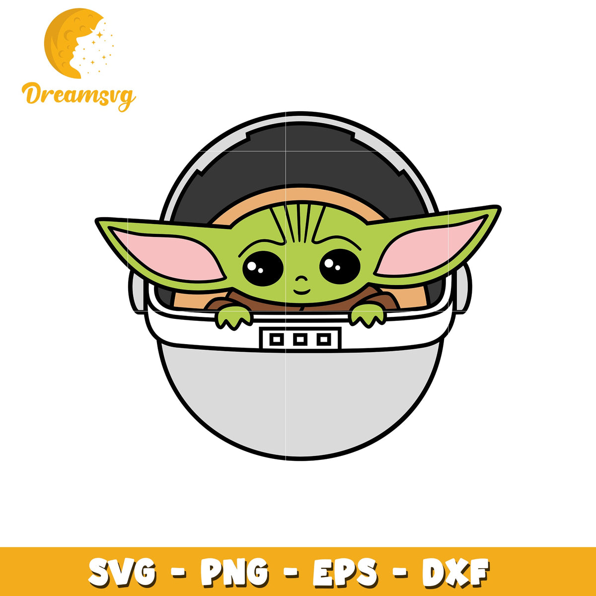 Cute Baby Yoda PNG, SVG, EPS, DXF Files