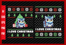 Cute Backpack Owl Bird Funny Back to School Design, I Love Christmas T-Shirt Design Eps, Ai, Png, Svg and Pdf Printable Files