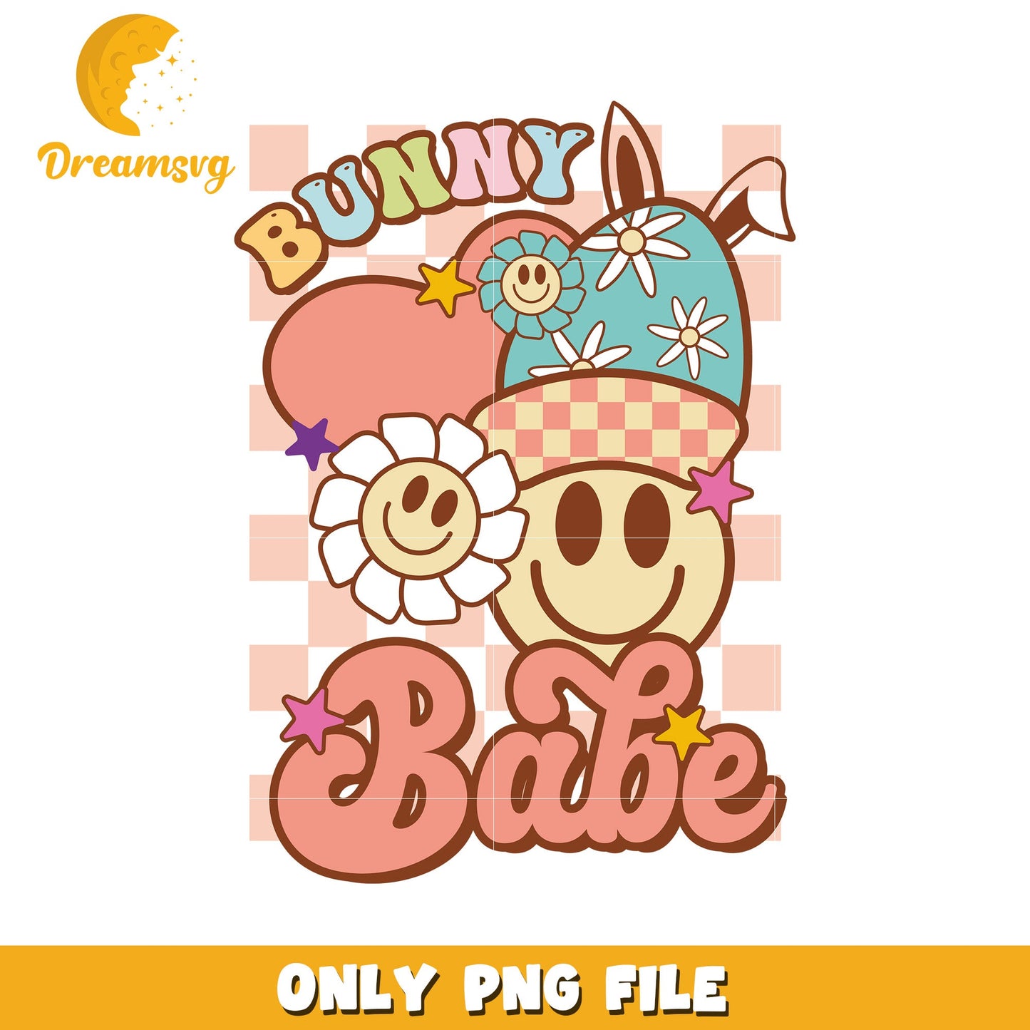 Cute Bunny Babe Graphic Design for Trendy Apparel PNG
