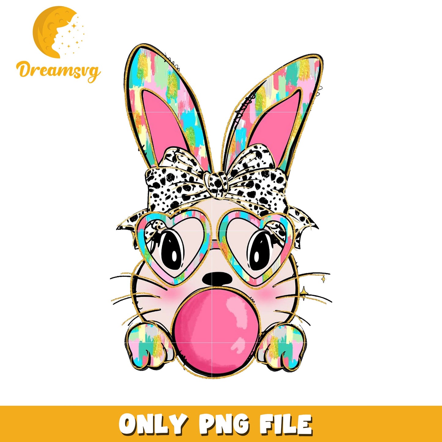 Cute Bunny PNG Pastel Rainbow Bubblegum