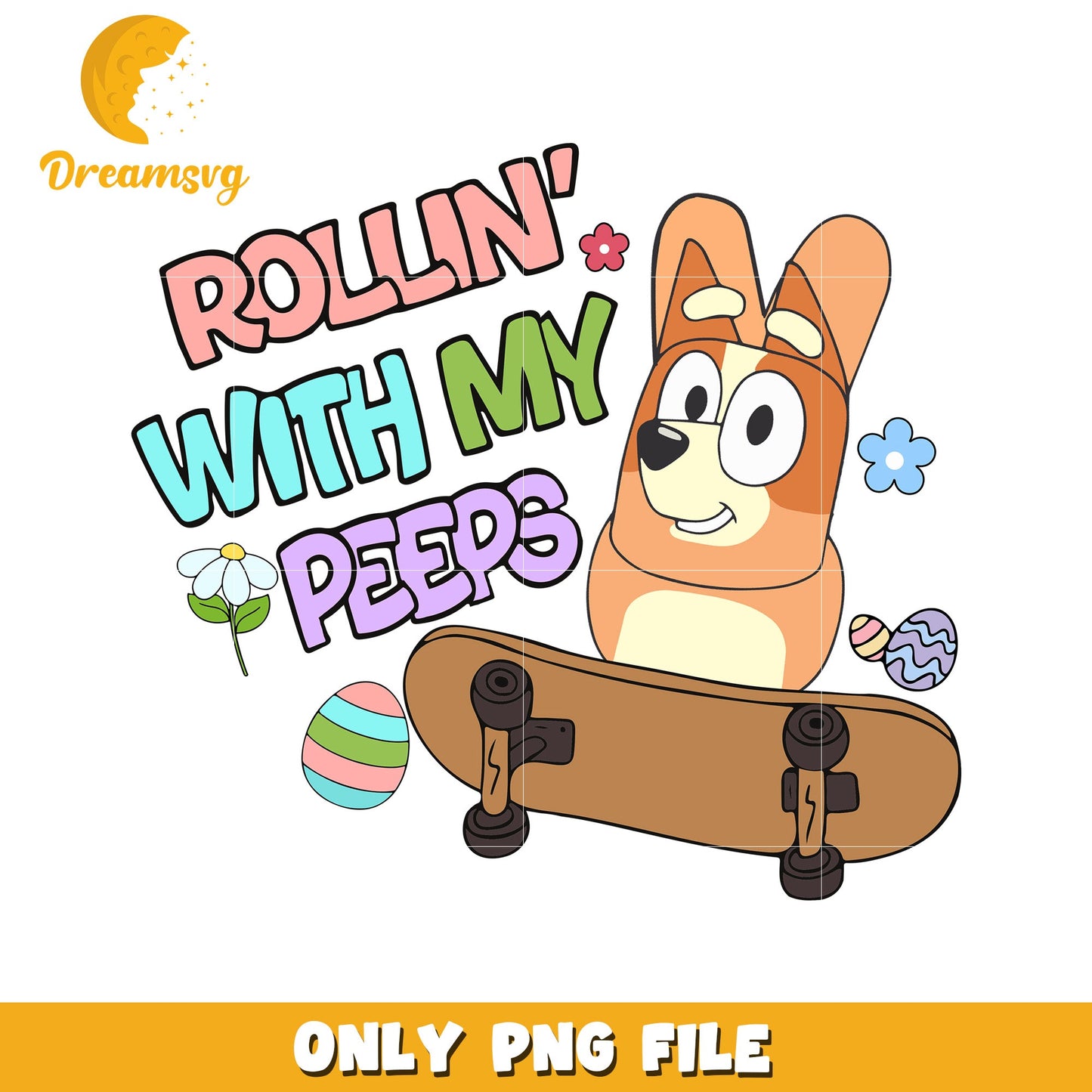 Cute Cartoon Dog Skateboarding with Friends PNG Design