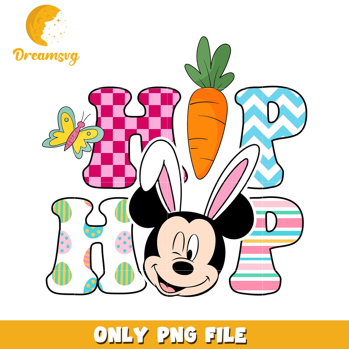 Cute Easter Bunny Fun with Colorful HIP HOP PNG Design