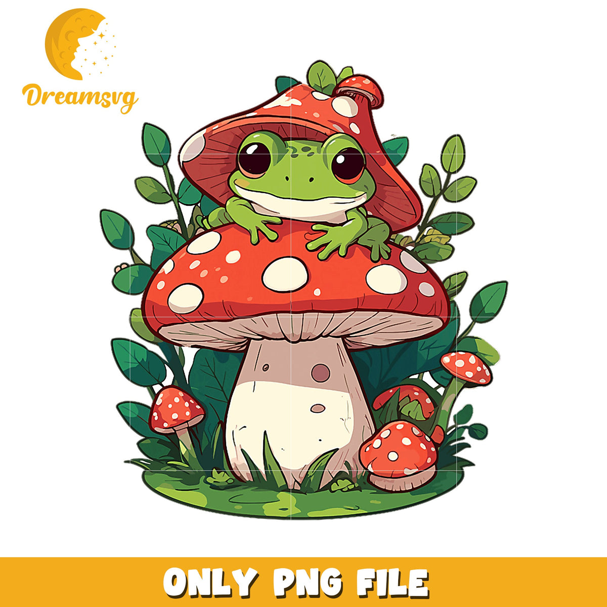 Cute Frog Mushroom PNG Clipart