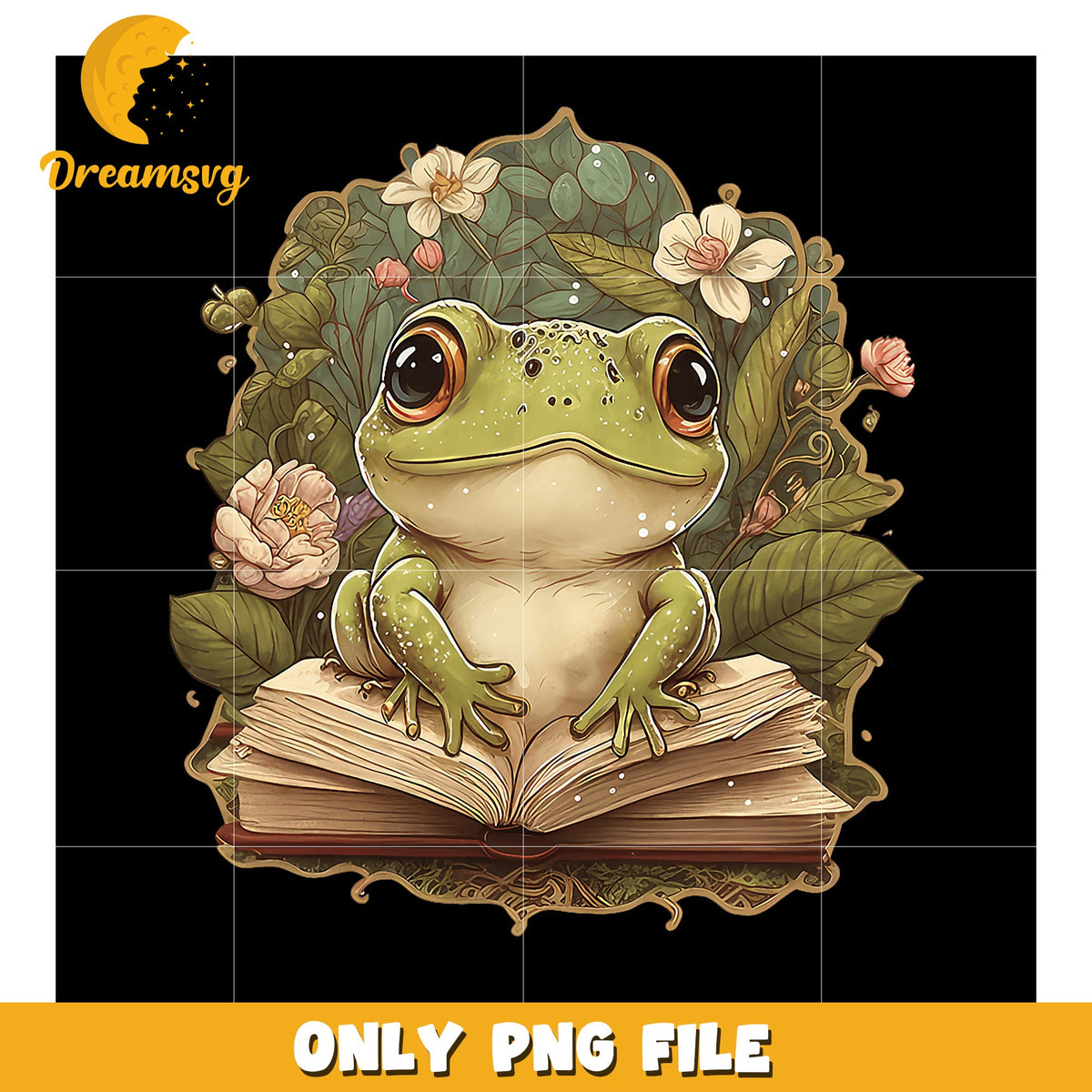 Cute Frog Reading Book PNG Image
