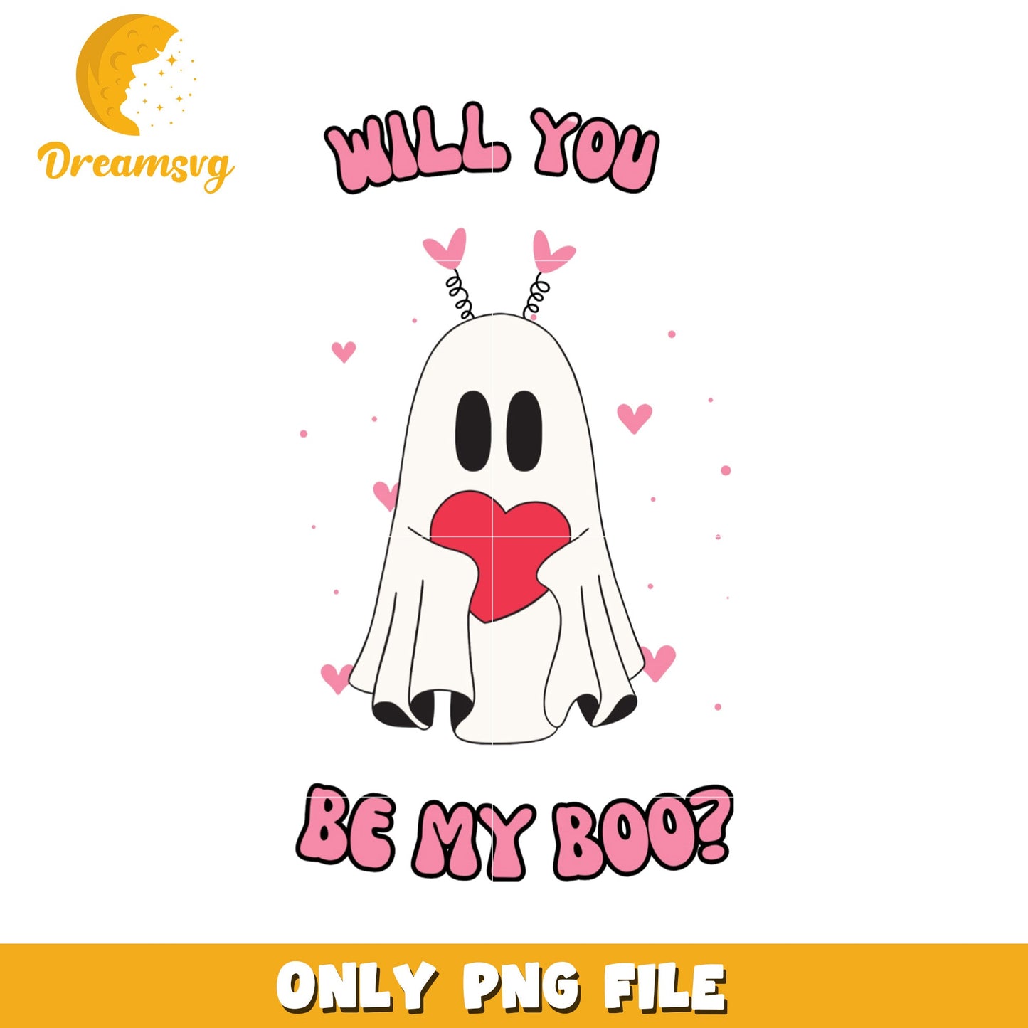 Cute Ghost Boo Valentine PNG