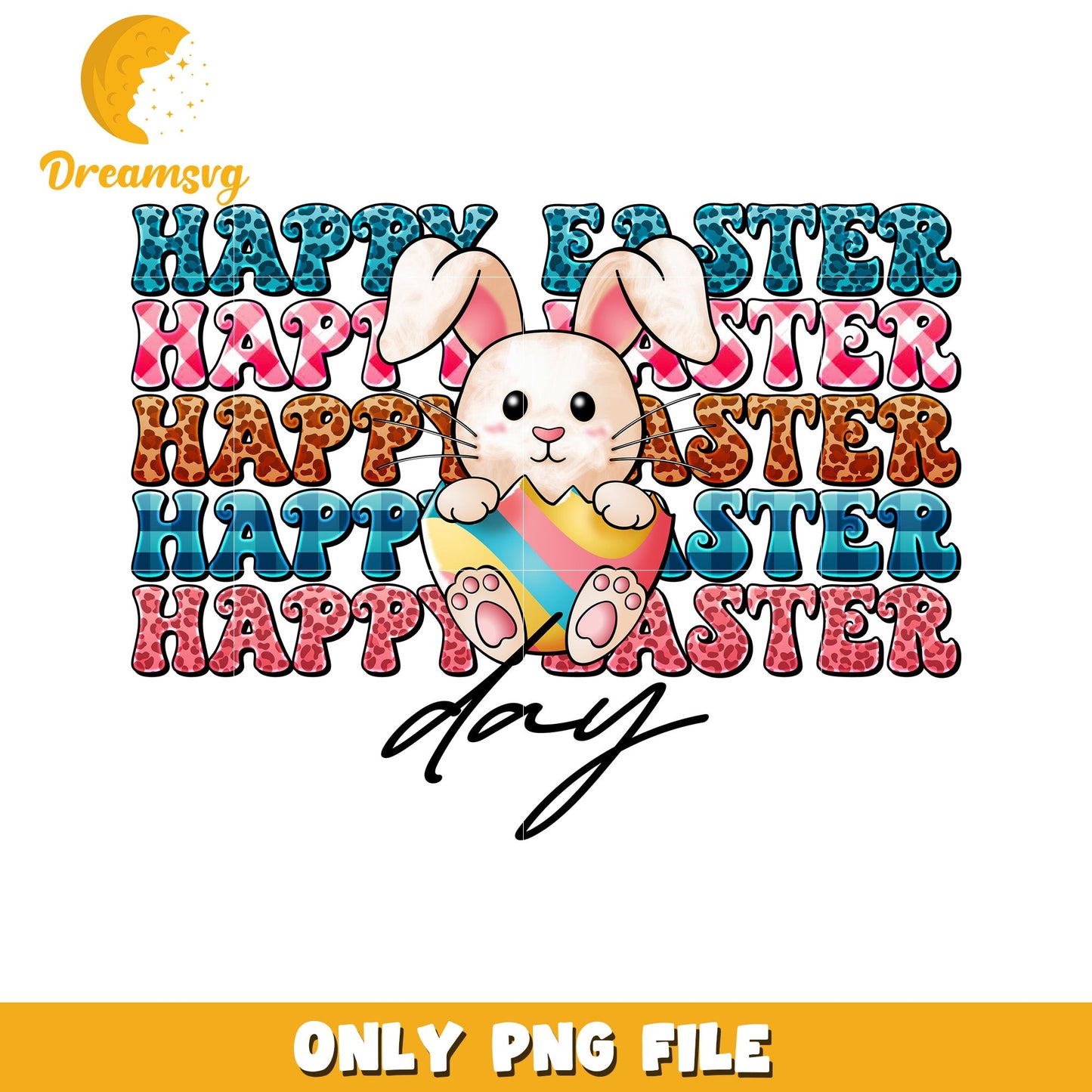 Cute Happy Easter Bunny PNG Design for Spring Celebrations