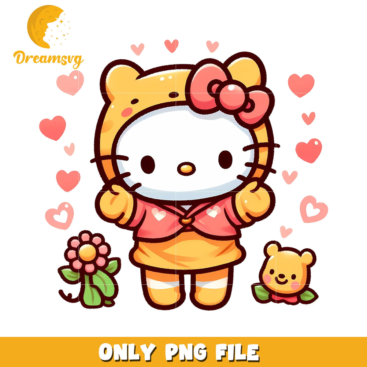 Cute Hello Kitty PNG Cartoon Illustration