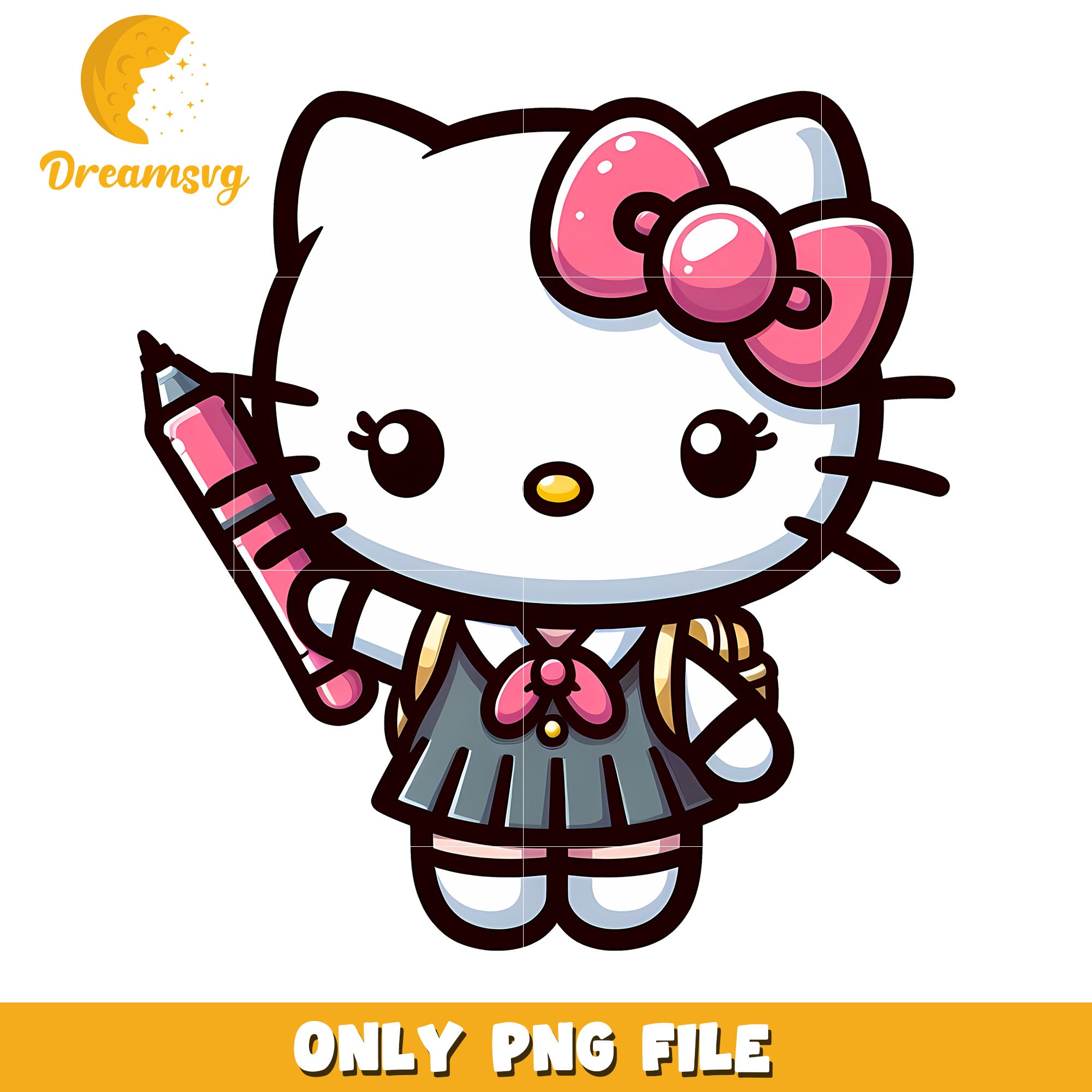 Cute Hello Kitty School Girl PNG Clipart for Kids Crafts