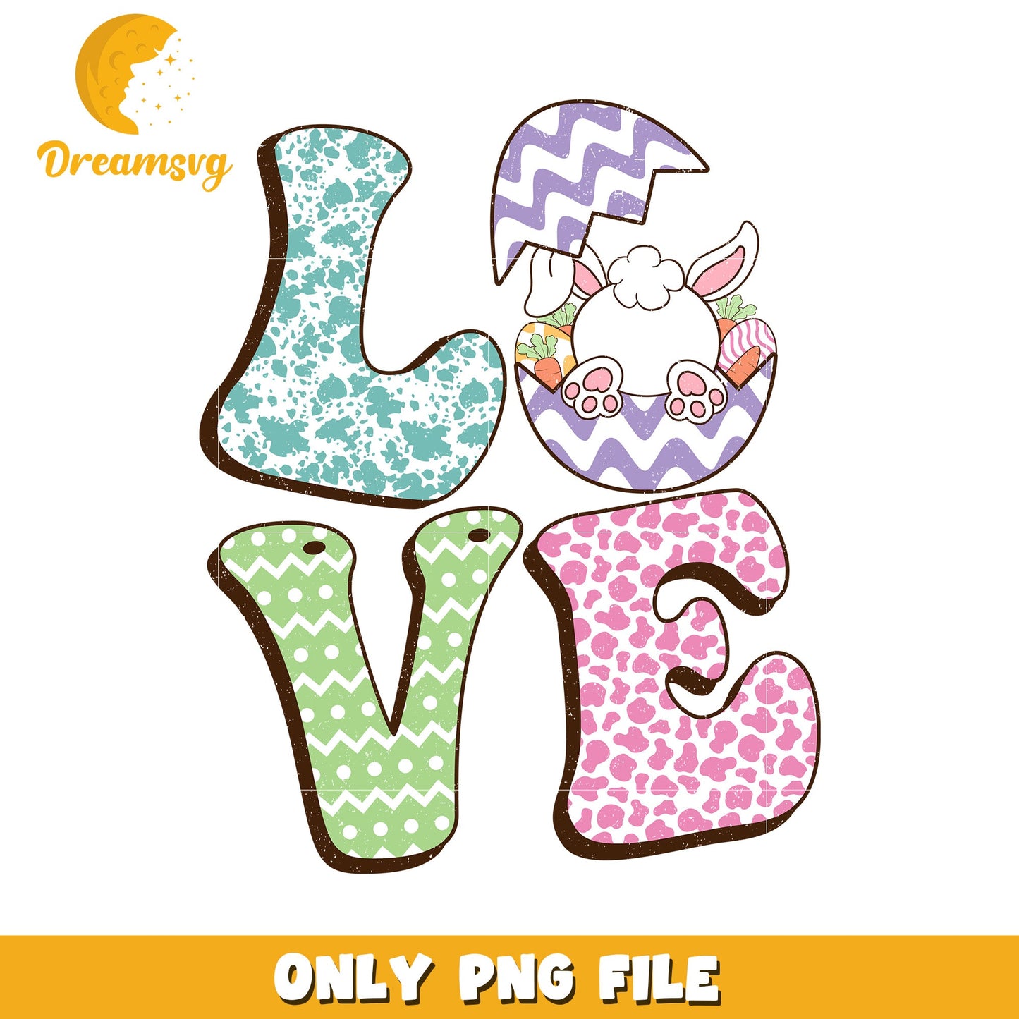 Cute Love Bunny Design for Easter Decor PNG Image