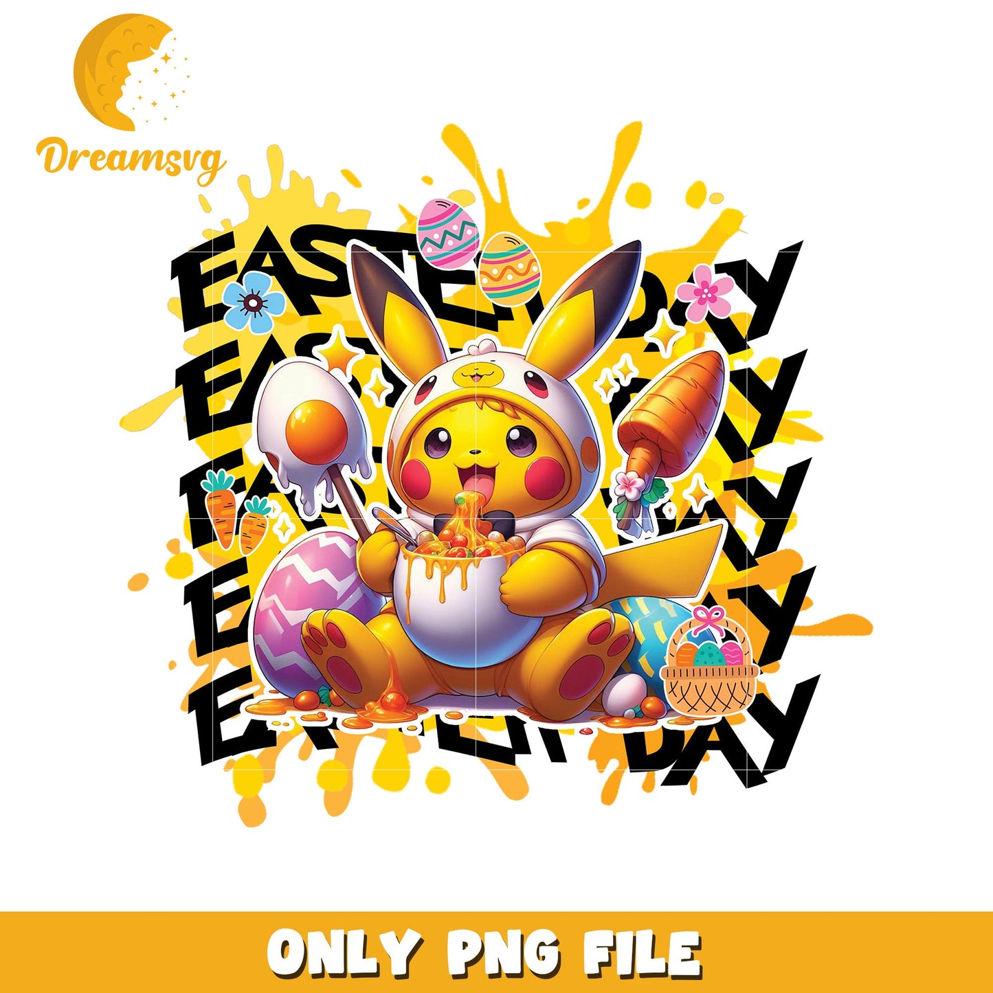 Cute Pikachu Easter Celebration PNG Art for Kids