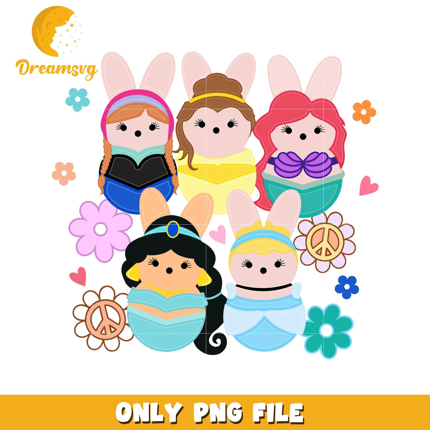 Cute Princess Bunny Characters PNG Fun and Whimsical Art