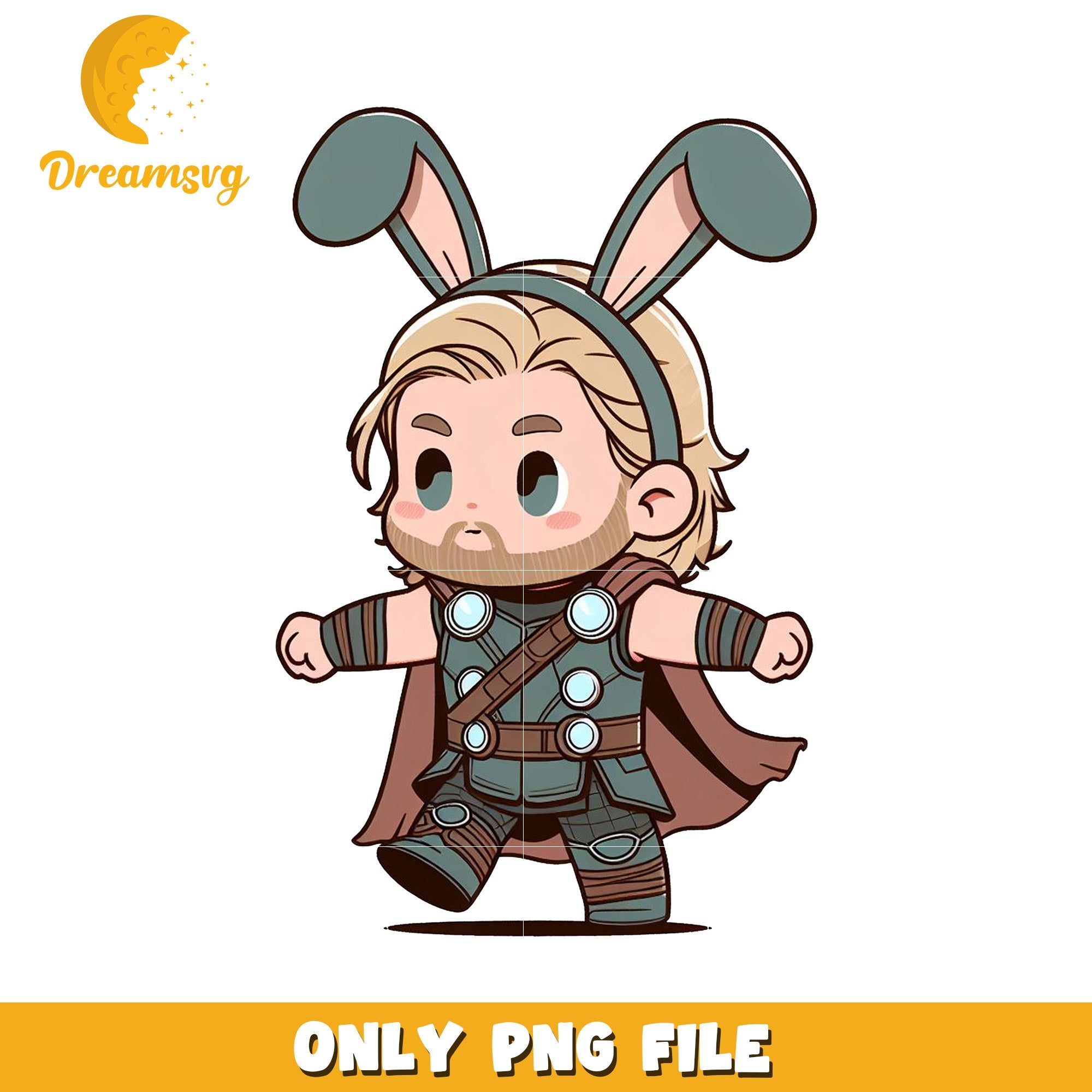 Cute Thor Bunny PNG Digital Download