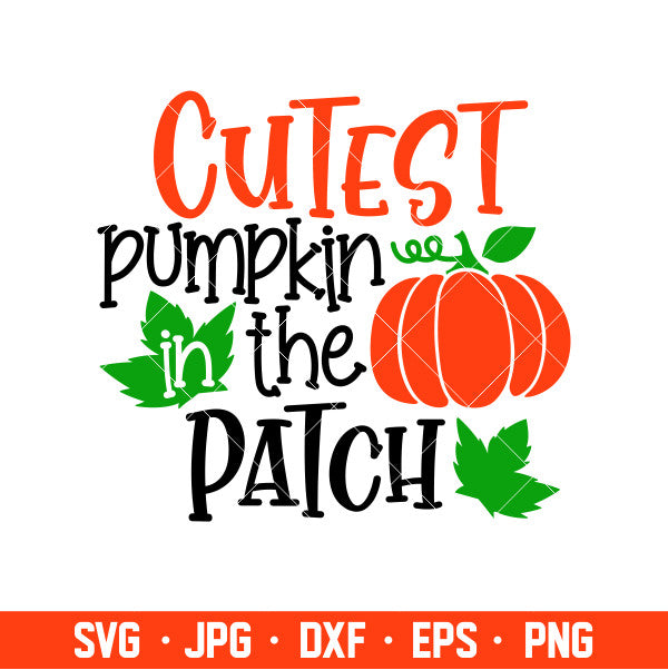 Cutest Pumpkin In The Patch Svg, Thanksgiving Fall Svg, Halloween Svg, Cricut, Silhouette Cut File