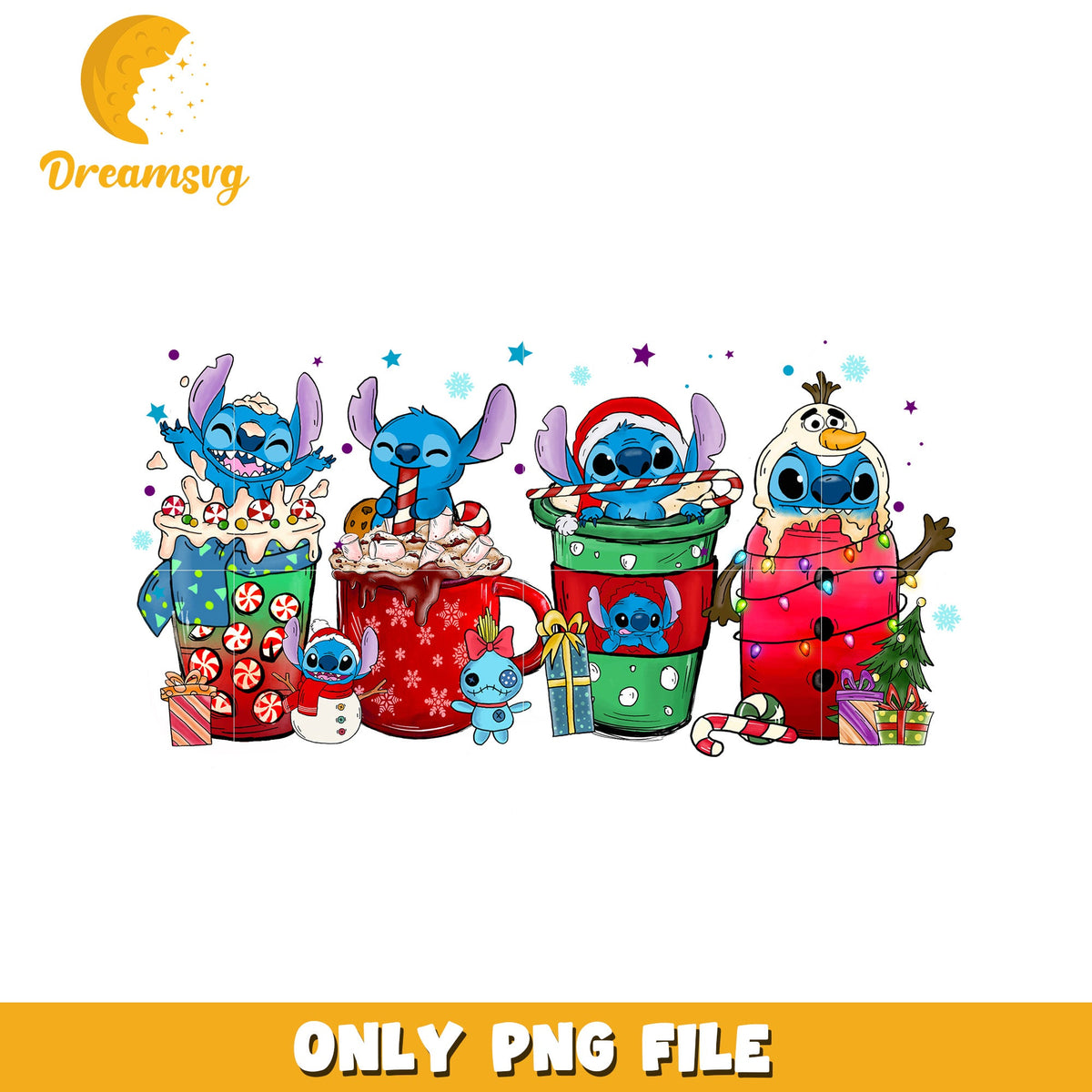 Cute stitch christmas png, festive disney png, winter wonderland png