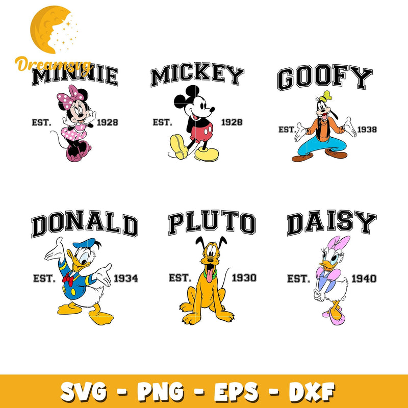 Mickey est 1928 design bundle svg, mickey mouse and friends svg