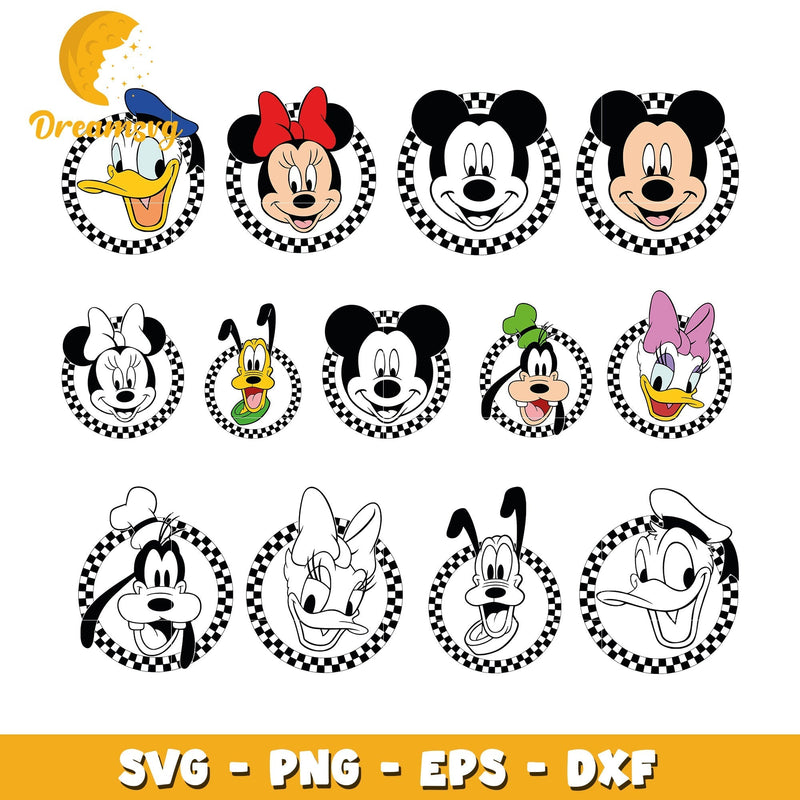 Mickey characters face logo bundle svg, mickey and friends svg