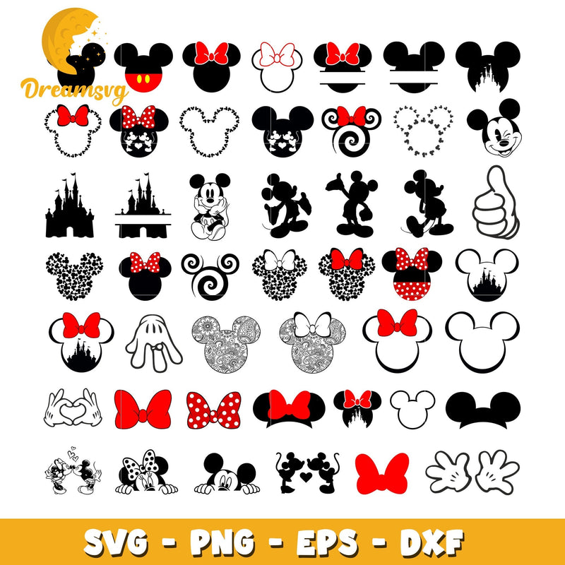 Mickey and minnie head design bundle svg, disney mickey mouse head svg