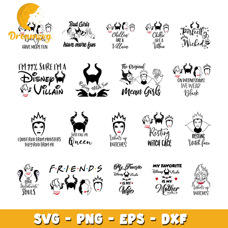 Just call me queen villains bundle svg, witches of disney svg