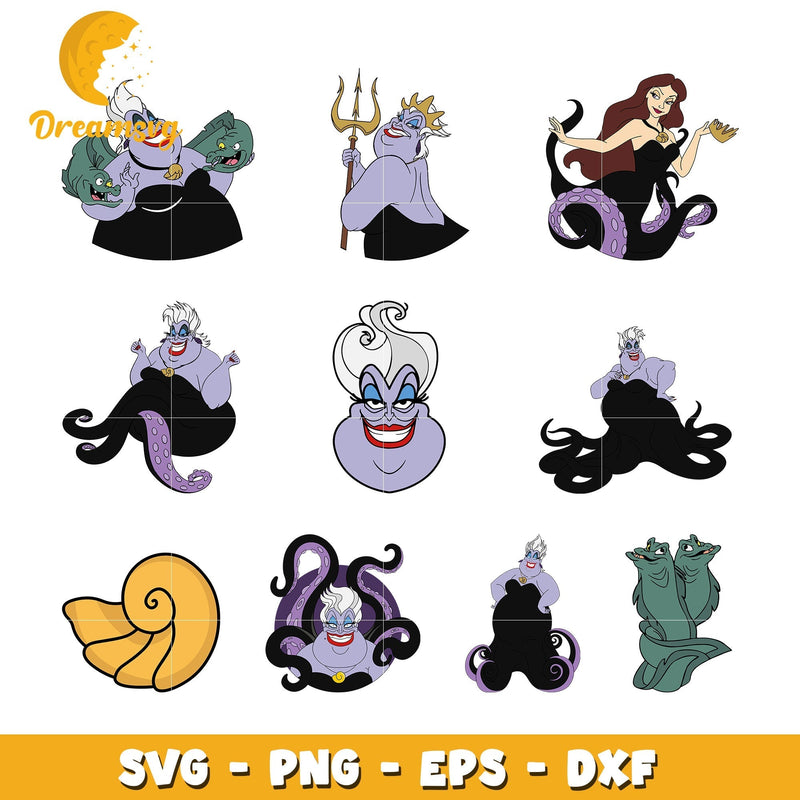 Ursula disney villains bundle svg, the little mermaid svg