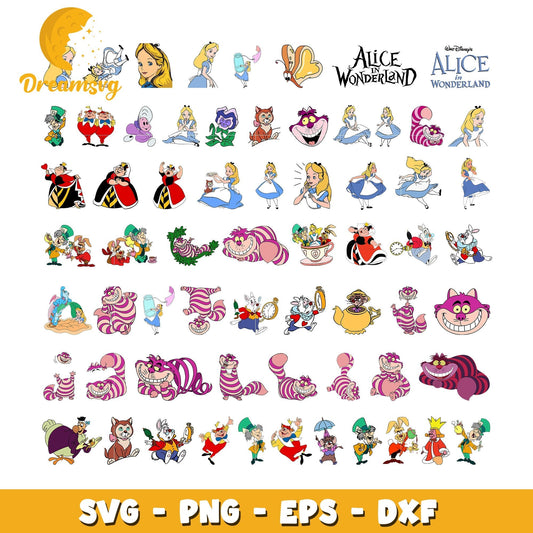 AIice in wonderland characters bundle svg, alice in wonderland svg