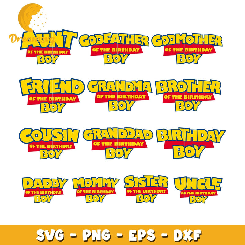 Toy story family of the birthday boy bundle svg, toy story birthday svg