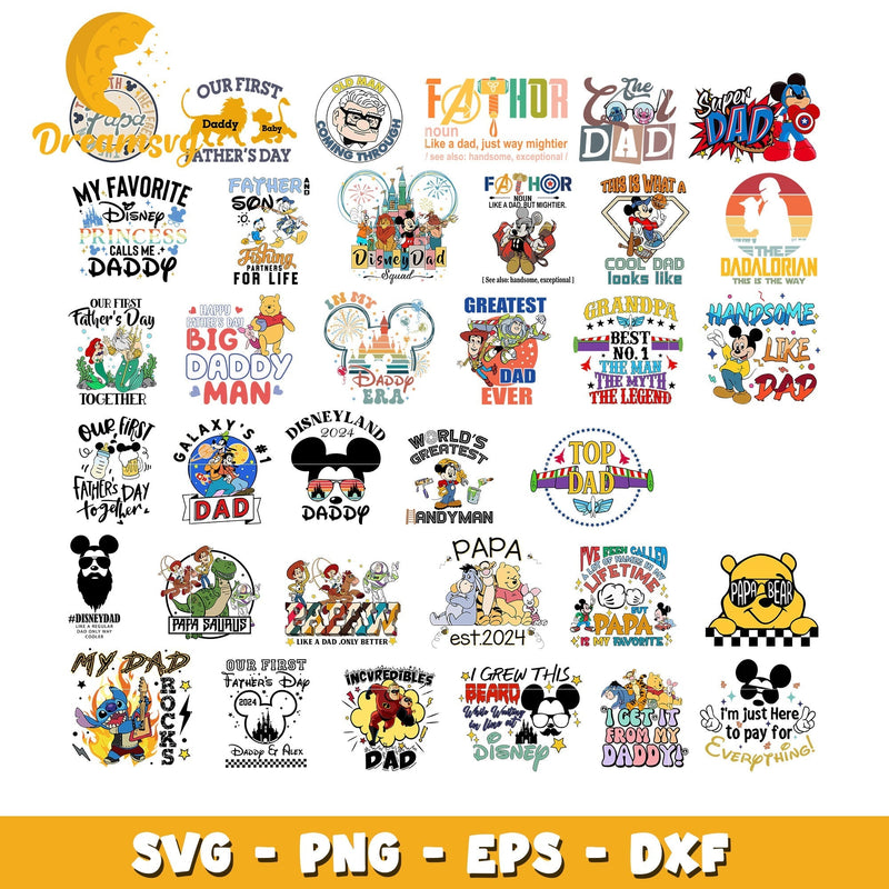 Mickey face disneyland daddy 2024 design bundle svg, disney dad svg