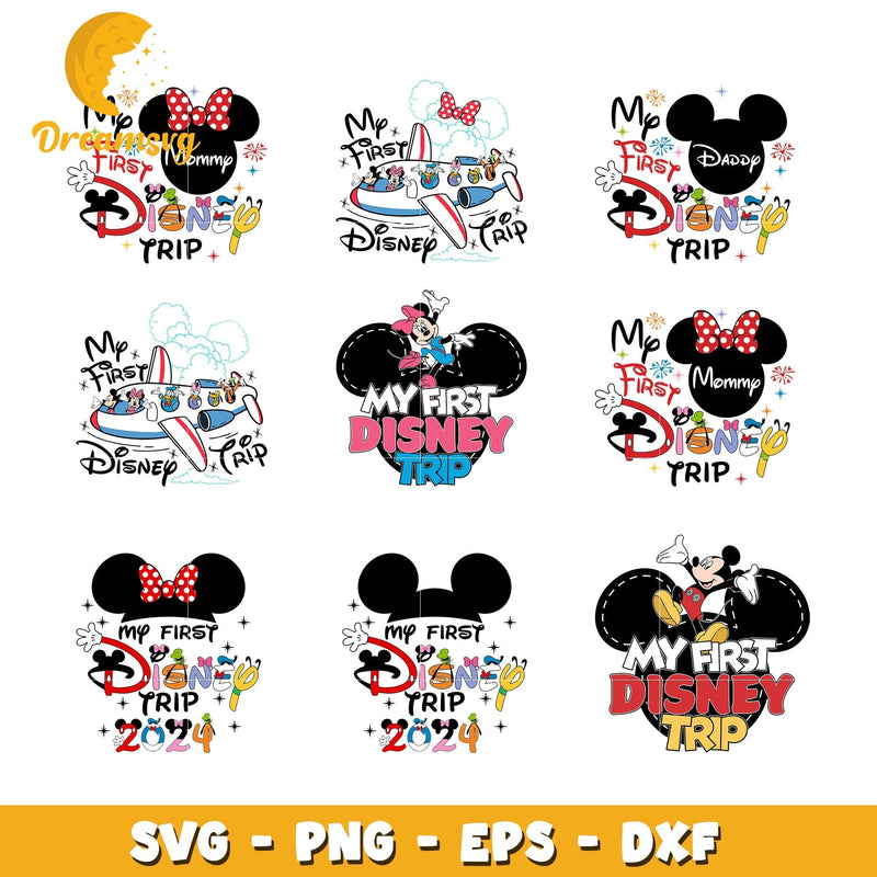 Mickey ears my first disney trip logo design bundle svg, disney trips svg