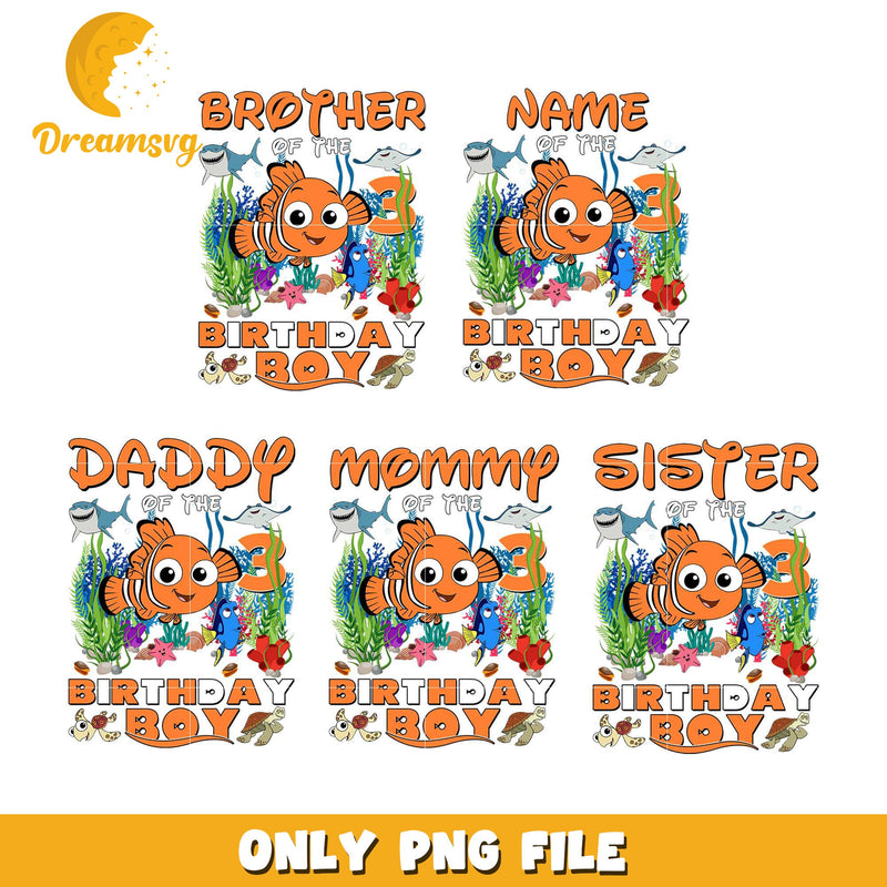 Nemo family of the birthday boy bundle png, birthday nemo png