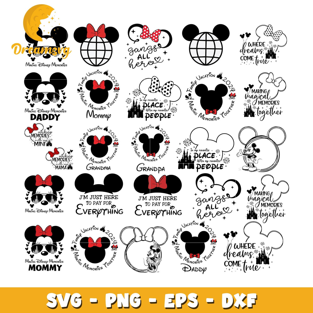 Mickey making disney memories bundle svg, family vacation logo svg