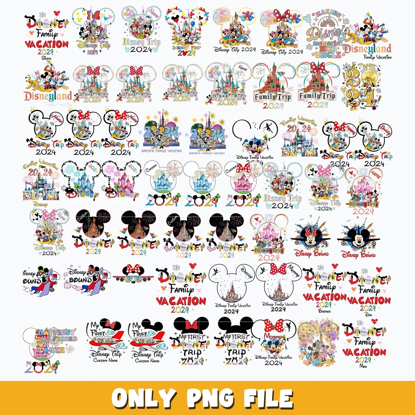 Mickey head disney family vacation 2024 bundle png, Disney png, Digital download