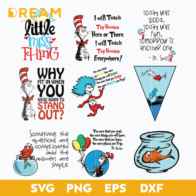 Dr seuss bundle svg, dr seuss svg, dr seuss quotes, digital file DR03012115L