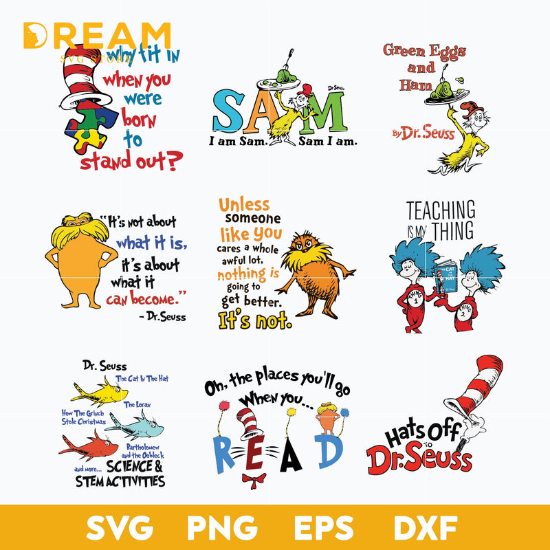 Dr seuss bundle svg, dr seuss svg, dr seuss quotes, digital file DR0301218L