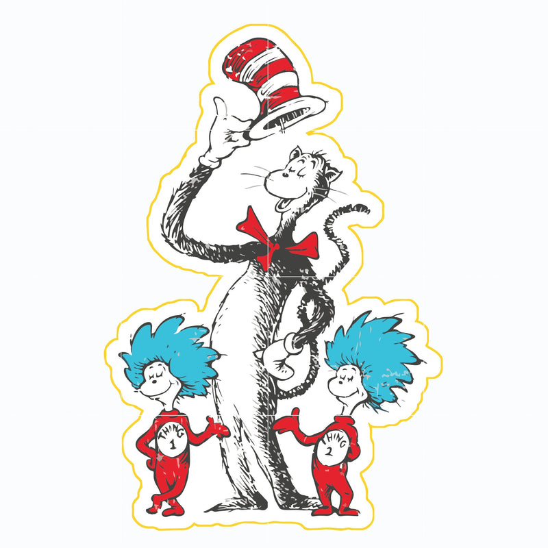 The Cat in the Hat svg, Cat and the thing svg, dr svg, png, dxf, eps file