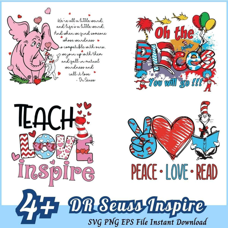 Dr Seuss Inspire Bundle SVG 5+ Dr Seuss Love SVG PNG EPS Instant Download