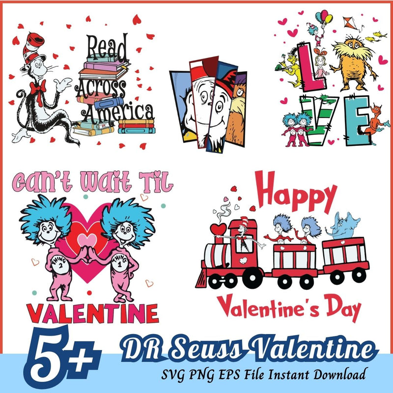 Dr Seuss Valentine Bundle SVG 5+ Dr Seuss Thing SVG PNG EPS Instant Download