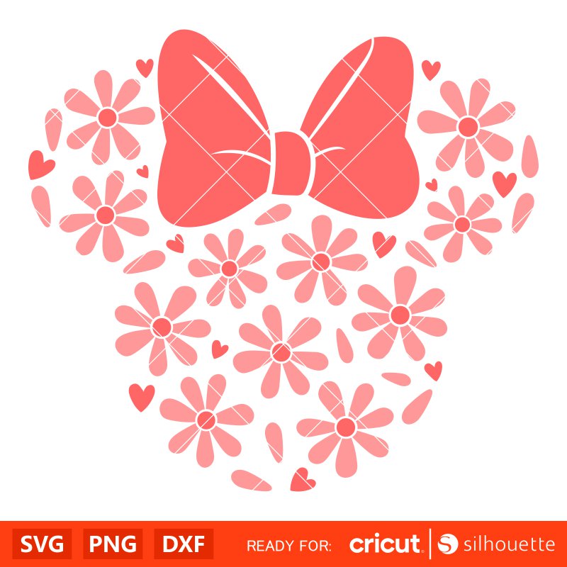 Daisies Minnie Svg, Mickey Head Svg, Minnie Mouse Svg, Disney Svg, Cricut, Silhouette Vector Cut File